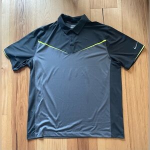 Nike Black and Gray Performance Dry Fit Polo, Size XL